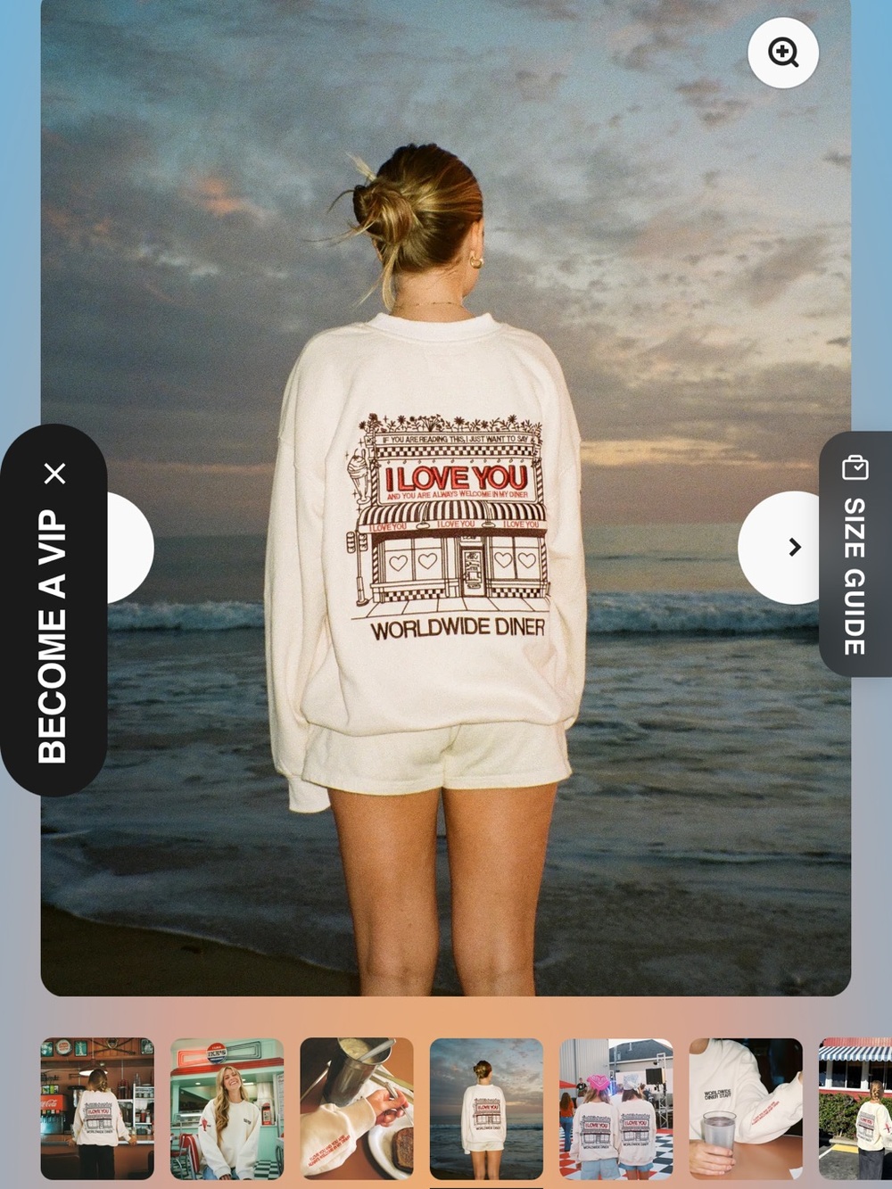 Cream Graphic Sweatshirt with Red Diner Heart Detail